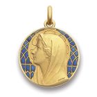 Médaille  Bijoux  Vierge  Email  Bleu  Translucide