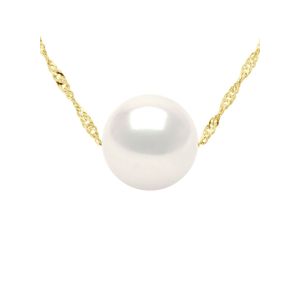 Collier Perle de Culture d'Eau Douce Ronde  Chaîne Singapour Torsadée Or 375 Millièmes