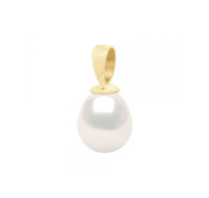 Pendentif Véritable Perle de Culture d'Eau Douce Poire 9-10 mm en Or 375 Millièmes
