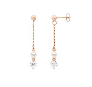 Boucles D'Oreilles - Perles D'Eau Douce Bouton - cristaux - Argent 925 millièmes