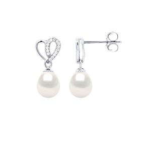 Boucles d'Oreilles Perles de Culture d'Eau Douce POIRE Argent 925 Millièmes