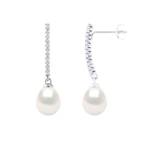 Boucles d'Oreilles Perles de Culture d'Eau Douce POIRE Argent 925 Millièmes