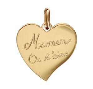 Pendentif Pl Or Coeur Grave "MAMAN On T'aime"