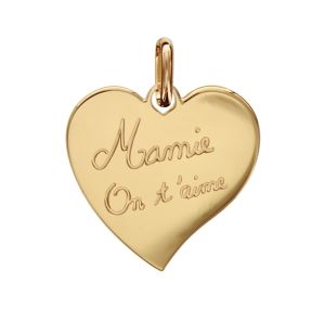 Pendentif Pl Or Coeur Grave "MAMIE On T'aime"