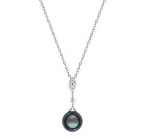 Collier Diamant 0.11ctgh-Si Perle de Tahiti Or 750 Blanc